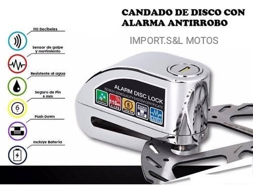 Candado Disco Alarma Moto Accesorio Seguro De Disco