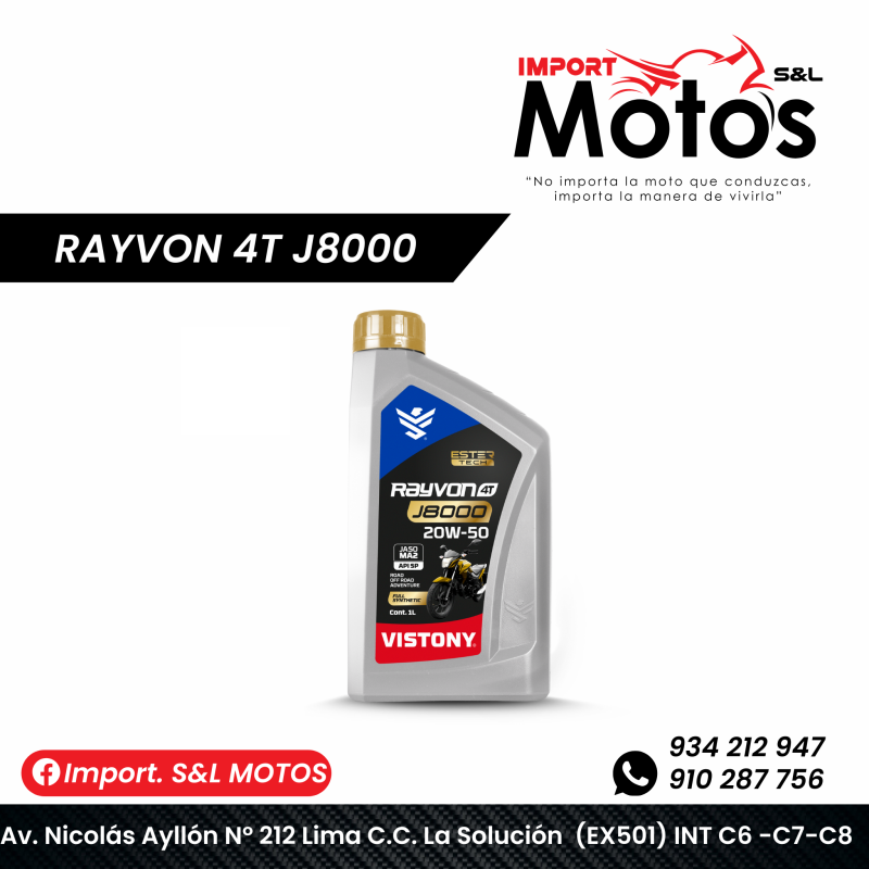 LUBRICANTE VISTONY RAYVON 4T J8000 - Imagen 2